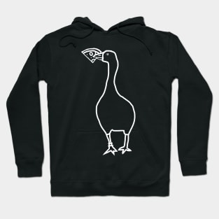 Minimal White Line Goose Steals Pizza Hoodie